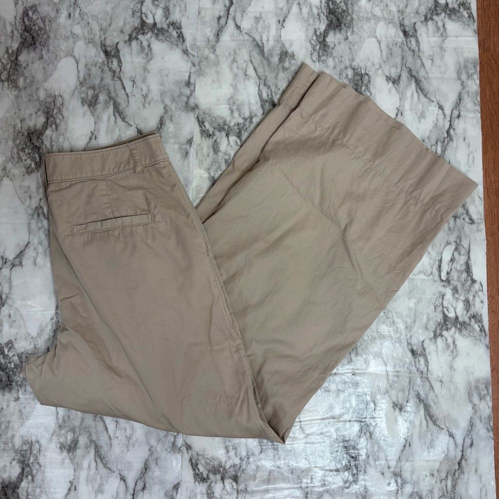 LOFT Poplin Wide Leg Pants Size 2 100% cotton tan cream high rise